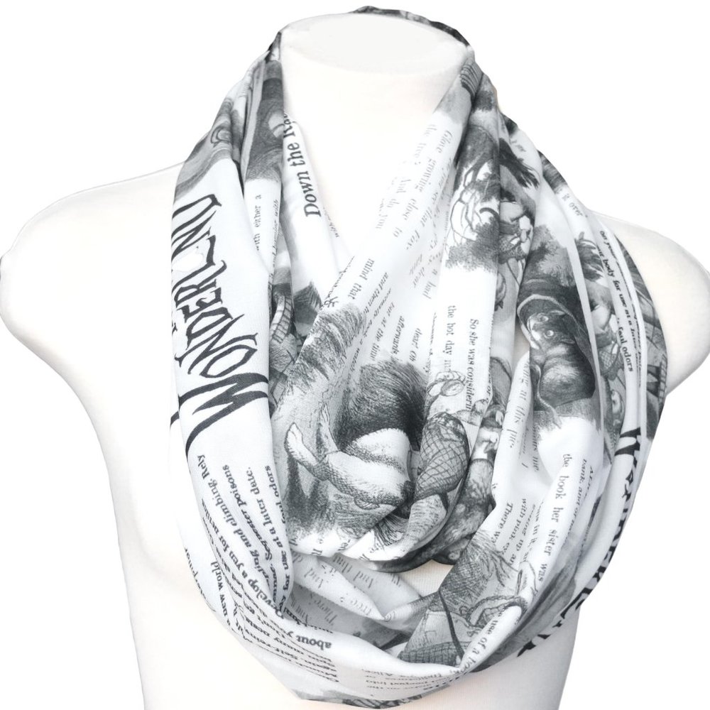 Alice in Wonderland Scarf Lewis Carroll book scarf for her women bookish apparel